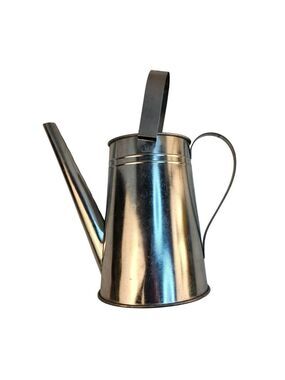 Silver Tin Watering Can With Long Spout & Movable Handle Wall Vase Country Gard